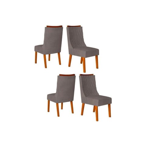 Kit 4 Cadeiras Sala Jantar Jade 4 Un Freijó/suede Lunar - Dj Móveis