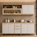 Ver imagem 1 de Cozinha Completa Modulada 4 Peças 8 Portas 2 Gavetas Salvador Bege/Cinamomo/Off White