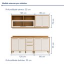 Ver imagem 3 de Cozinha Completa Modulada 4 Peças 8 Portas 2 Gavetas Salvador Bege/Cinamomo/Off White