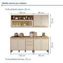 Ver mais imagens de Cozinha Completa Modulada 4 Peças 8 Portas 2 Gavetas Salvador Bege/Cinamomo/Off White