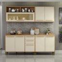 Ver imagem 1 de Cozinha Completa Modulada 4 Peças 8 Portas 2 Gavetas Salvador Bege/Cinamomo/Off White