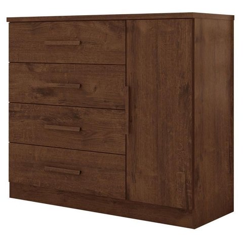 Cômoda Sapateira Genova Plus 1 Porta 4 Gavetas Jacarandá Fosco - Zanzini
