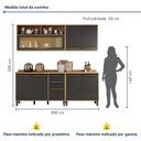 Ver imagem 4 de Cozinha Completa Modulada 4 Peças 8 Portas 2 Gavetas Salvador Cinza/Cinamomo/Grafite