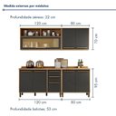 Ver mais imagens de Cozinha Completa Modulada 4 Peças 8 Portas 2 Gavetas Salvador Cinza/Cinamomo/Grafite
