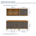Ver imagem 3 de Cozinha Completa Modulada 4 Peças 8 Portas 2 Gavetas Salvador Cinza/Cinamomo/Grafite