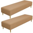 Ver imagem 1 de Kit 02 Puffs Decorativo Sala de Estar Bali W01 Pés Palito 210x60cm Bouclê Mostarda - Lyam Decor