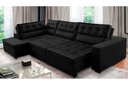 Ver imagem 1 de Sofá de Canto Retrátil e Reclinável com Molas 3,40x2,00 Esq Virginia Suede Preto Adonai
