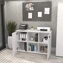 Ver imagem 3 de Armário Baixo Credenza com Chave 120x42cm Escritório Branco