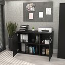 Ver imagem 2 de Armário Baixo Credenza com Chave 120x42cm Escritório Preto