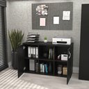 Ver imagem 3 de Armário Baixo Credenza com Chave 120x42cm Escritório Preto