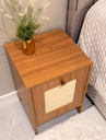 Ver imagem 3 de Mesa de Cabeceira Madeira 100% MDF, 1 Porta com Detalhe em Palhinha, Cor Freijó