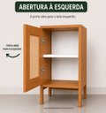 Ver imagem 2 de Mesa de Cabeceira Madeira 100% MDF, 1 Porta com Detalhe em Palhinha, Cor Freijó