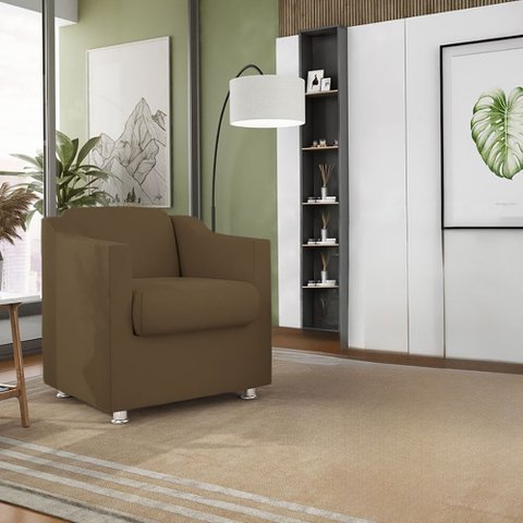 Poltrona Decorativa Tilla para Sala de Espera em Suede Balaqui Decor