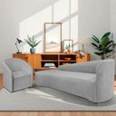 Ver imagem 2 de Kit Sofá Curvo França 220cm L.e e Poltrona Luiza Max Conforto, Linho Cinza Claro