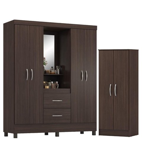 Guarda Roupa Casal Capelinha Lord com Multiuso Viena Café - Demóbile