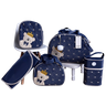 Bolsa maternidade bebê kit 5 pç azul luxo urso impermeável - 1