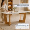 Ver imagem 5 de Mesa de Jantar 6 Lugares Retangular 160cm Tampo Vidro/MDF de 2,5cm Liz Bege/Cinamomo/Off White