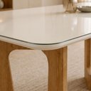 Ver imagem 4 de Mesa de Jantar 6 Lugares Retangular 160cm Tampo Vidro/MDF de 2,5cm Liz Bege/Cinamomo/Off White