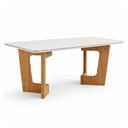 Ver imagem 2 de Mesa de Jantar 6 Lugares Retangular 160cm Tampo Vidro/MDF de 2,5cm Liz Bege/Cinamomo/Off White