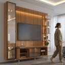 Ver imagem 1 de Estante para TV até 75 Polegadas com Prateleiras e Cristaleira Vidro Reflecta 100% MDF com LED Neon