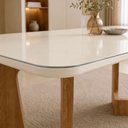 Ver imagem 4 de Mesa de Jantar 6 Lugares Retangular 160cm Tampo Vidro/MDF de 4cm Liz Bege/Cinamomo/Off White