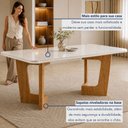 Ver mais imagens de Mesa de Jantar 6 Lugares Retangular 160cm Tampo Vidro/MDF de 4cm Liz Bege/Cinamomo/Off White