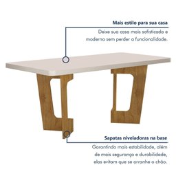 Mesa de Jantar 6 Lugares Retangular 160cm Tampo Vidro/MDF de 4cm Liz - 5
