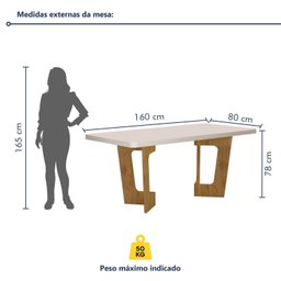 Mesa de Jantar 6 Lugares Retangular 160cm Tampo Vidro/MDF de 4cm Liz - 3