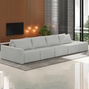 Ver imagem 2 de Sofá Ilha Modular com Puff para Sala Living 392cm Georgia K04 Linho Cinza - Mpozenato
