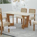 Ver imagem 1 de Mesa de Jantar 6 Lugares Retangular 180cm Tampo Vidro/MDF de 2,5cm Liz Bege/Cinamomo/Off White