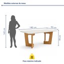Ver imagem 3 de Mesa de Jantar 6 Lugares Retangular 180cm Tampo Vidro/MDF de 2,5cm Liz Bege/Cinamomo/Off White