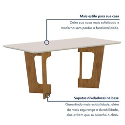 Mesa de Jantar 6 Lugares Retangular 180cm Tampo Vidro/MDF de 2,5cm Liz - 5