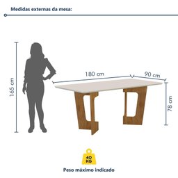Mesa de Jantar 6 Lugares Retangular 180cm Tampo Vidro/MDF de 2,5cm Liz - 3