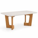 Ver imagem 2 de Mesa de Jantar 6 Lugares Retangular 180cm Tampo Vidro/MDF de 4cm Liz Bege/Cinamomo/Off White