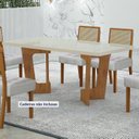 Ver imagem 1 de Mesa de Jantar 6 Lugares Retangular 180cm Tampo Vidro/MDF de 4cm Liz Bege/Cinamomo/Off White