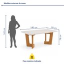 Ver imagem 3 de Mesa de Jantar 6 Lugares Retangular 180cm Tampo Vidro/MDF de 4cm Liz Bege/Cinamomo/Off White