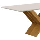 Ver mais imagens de Mesa de Jantar 6 Lugares Retangular 180cm Tampo Vidro/MDF de 2,5cm Aurora Bege/Cinamomo/Off White