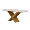 Ver imagem 2 de Mesa de Jantar 6 Lugares Retangular 180cm Tampo Vidro/MDF de 2,5cm Aurora Bege/Cinamomo/Off White