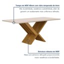 Ver imagem 3 de Mesa de Jantar 6 Lugares Retangular 180cm Tampo Vidro/MDF de 4cm Aurora