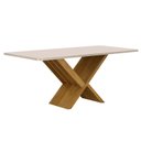 Ver imagem 3 de Mesa de Jantar 6 Lugares Retangular 180cm Tampo Vidro/MDF de 4cm Aurora Bege/Cinamomo/Off White