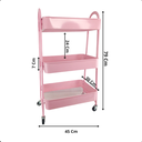 Ver imagem 4 de Carrinho Organizador Multiuso 3 Prateleiras Metal Rodinhas