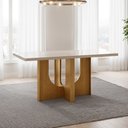Ver imagem 1 de Mesa de Jantar 6 Lugares Retangular 160cm Tampo Vidro/MDF de 4cm Dora Bege/Cinamomo/Off White