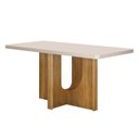 Ver imagem 2 de Mesa de Jantar 6 Lugares Retangular 160cm Tampo Vidro/MDF de 4cm Dora Bege/Cinamomo/Off White