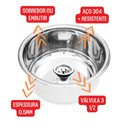 Ver imagem 3 de 1 Pç - Aço Resistente Corrosão Cuba Reservatório de Aço Inox