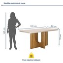 Ver imagem 3 de Mesa de Jantar 4 Lugares Retangular 120cm Tampo Vidro/MDF de de 4cm Dora Bege/Cinamomo/Off White