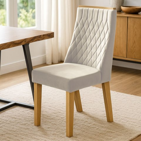 Kit de 2 Cadeiras para Sala de Jantar Luna Bege/Cinamomo/Veludo Palha