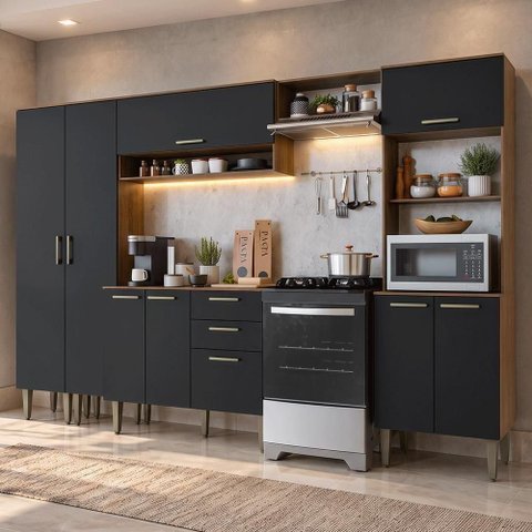 Cozinha Compacta Lille 9 Portas 2 Gavetas MDP 305cm Madesa