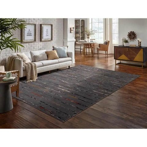 Tapete Sala Turco 2,50 X 3,00 Soft Pincelado Cinza Colorido Qaza