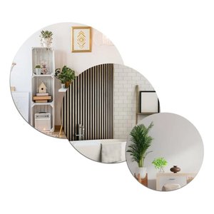 Trio Espelho Redondo Decorativo Lapidado Vidro Sala Banheiro