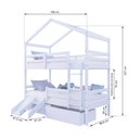 Ver imagem 3 de Beliche Solteiro Casinha com Gavetas Grade Proteção e Kit Escada/Escorregador Madeira Maciça